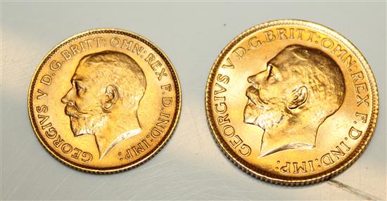 Gold sovereign, 1914 and a gold half-sovereign, 1912